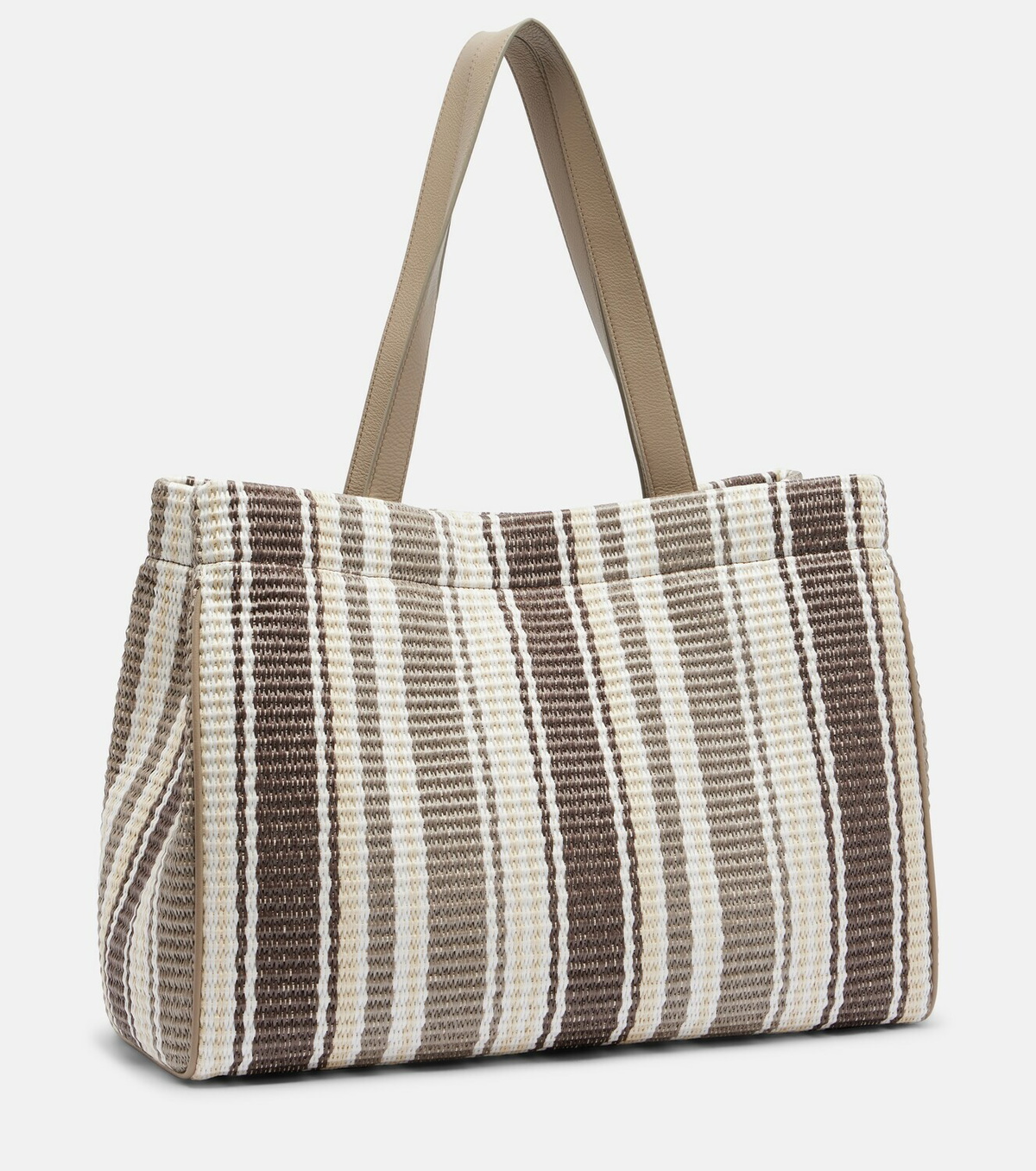 Brunello Cucinelli Monili Medium striped raffia tote bag