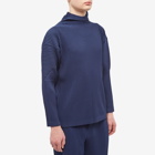 Homme Plissé Issey Miyake Men's Long Sleeve Pleated Roll Neck in Nocturne Navy