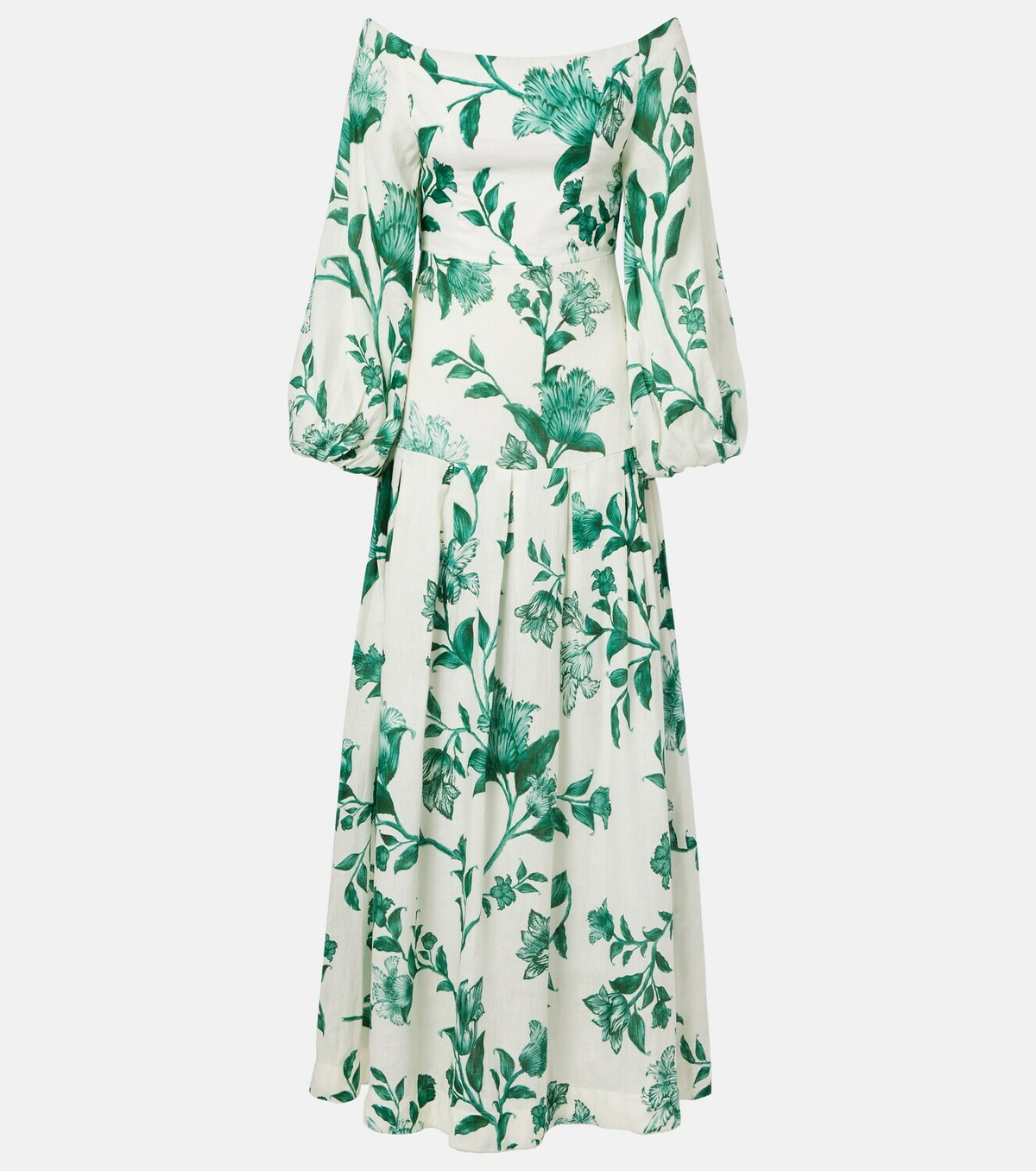 Agua by Agua Bendita Senlis printed off-shoulder linen maxi dress