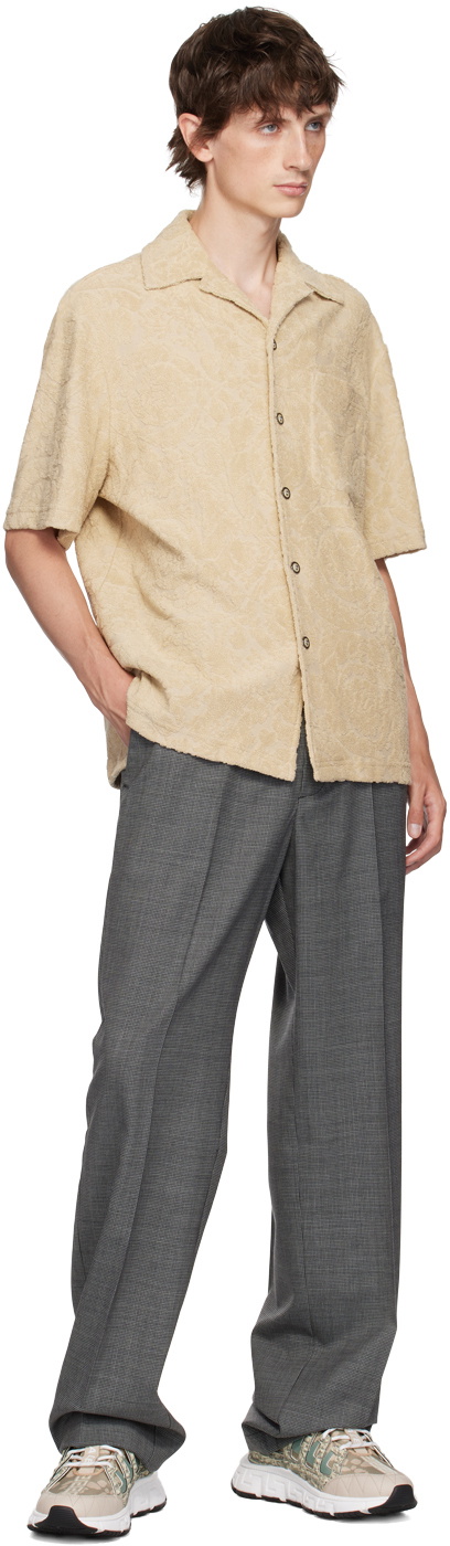 Versace Beige Barocco Jacquard Towel Shirt