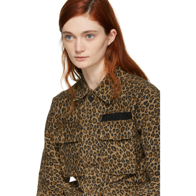 R13 Brown Leopard Shrunken Abu Jacket R13