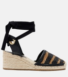 Ferragamo Animal-print raffia espadrille wedges