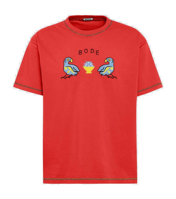 Photo: Bode Twin Parakeet embroidered cotton T-shirt