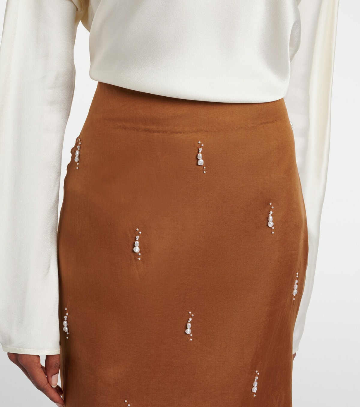Róhe Embellished silk organza midi skirt