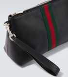 Gucci Web Trademark leather pouch