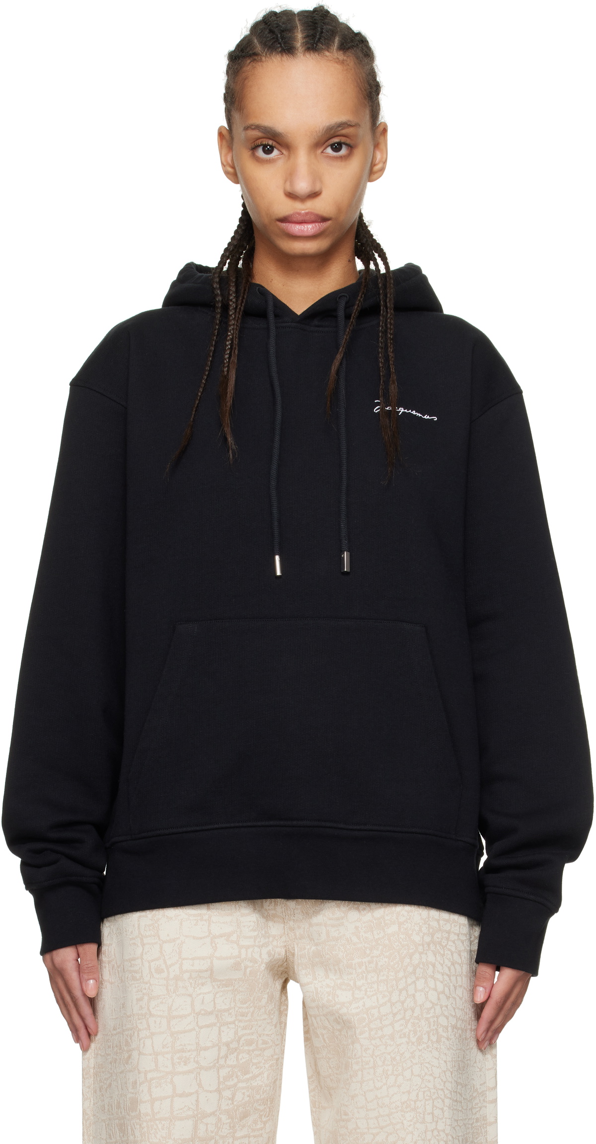 JACQUEMUS Black 'The embroidered sweatshirt' Hoodie