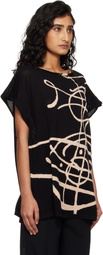 Vivienne Westwood Black Beach Top Graffiti Orb Cover-Up Top