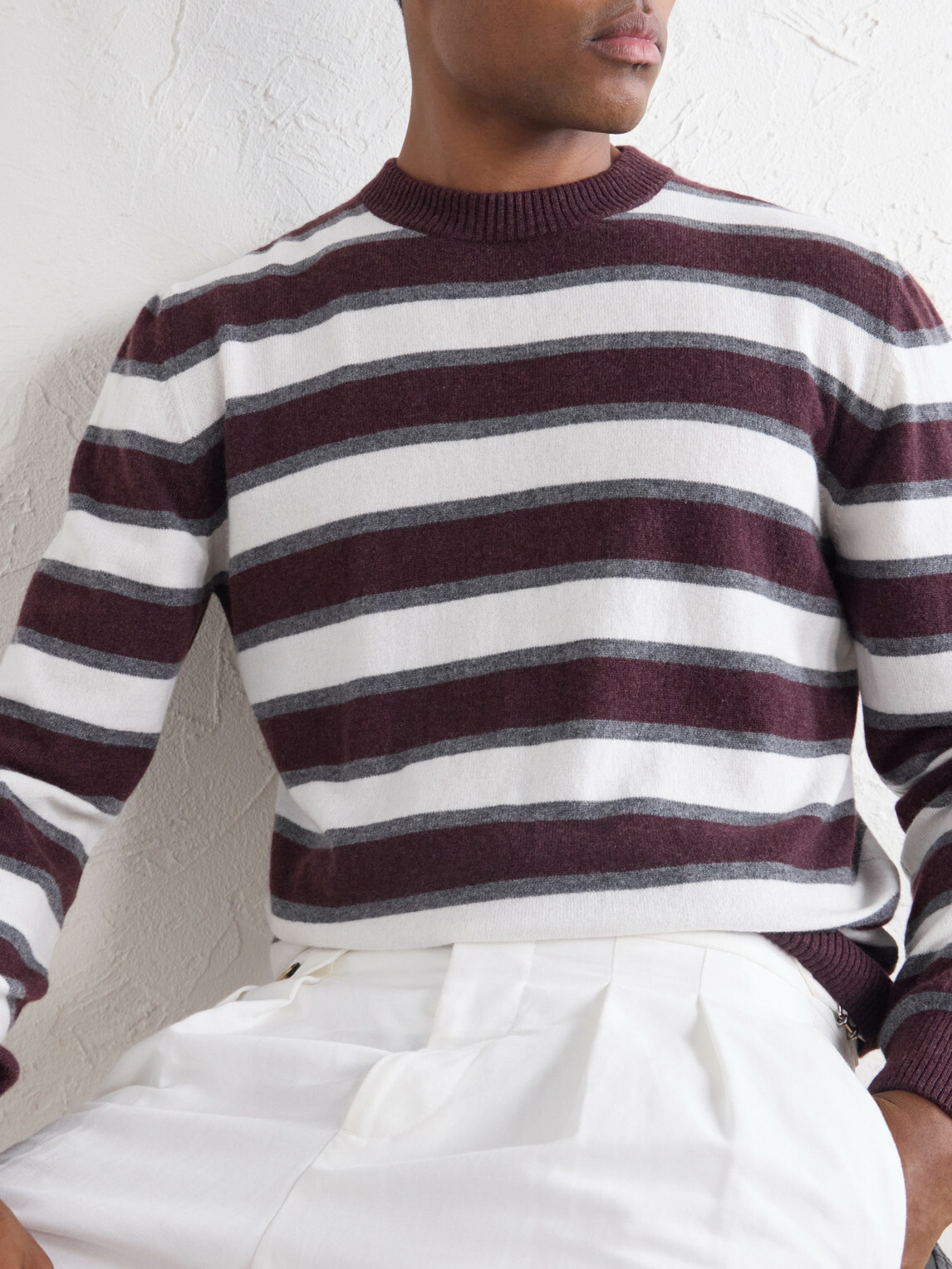 Eleventy - Striped Cashmere Sweater - Brown