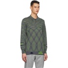 Missoni Grey and Green Striped Polo