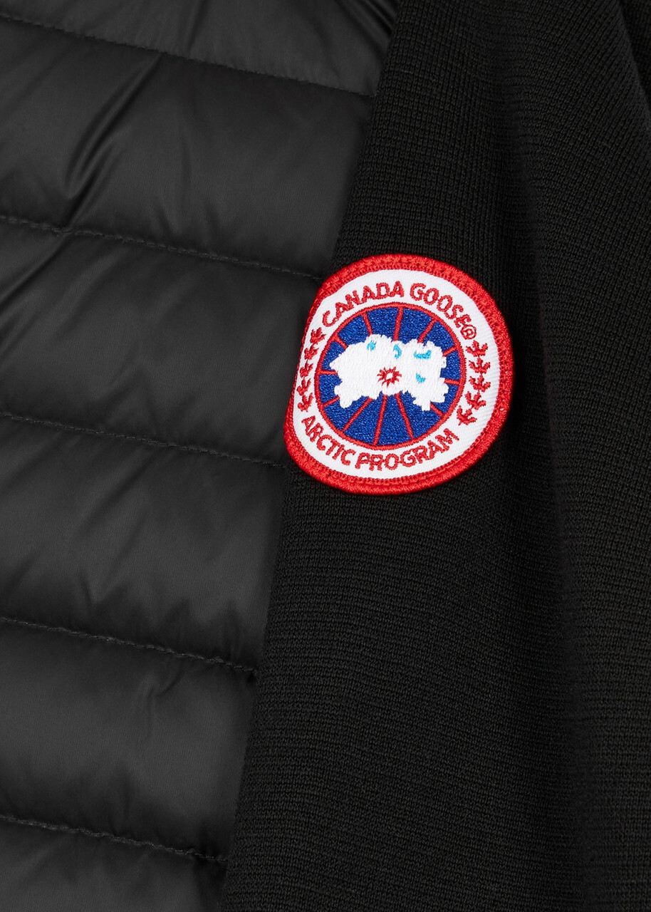 Canada Goose Women's Small Black Hybridge Wool and Shell Jacket Features Knitted Merino Wool