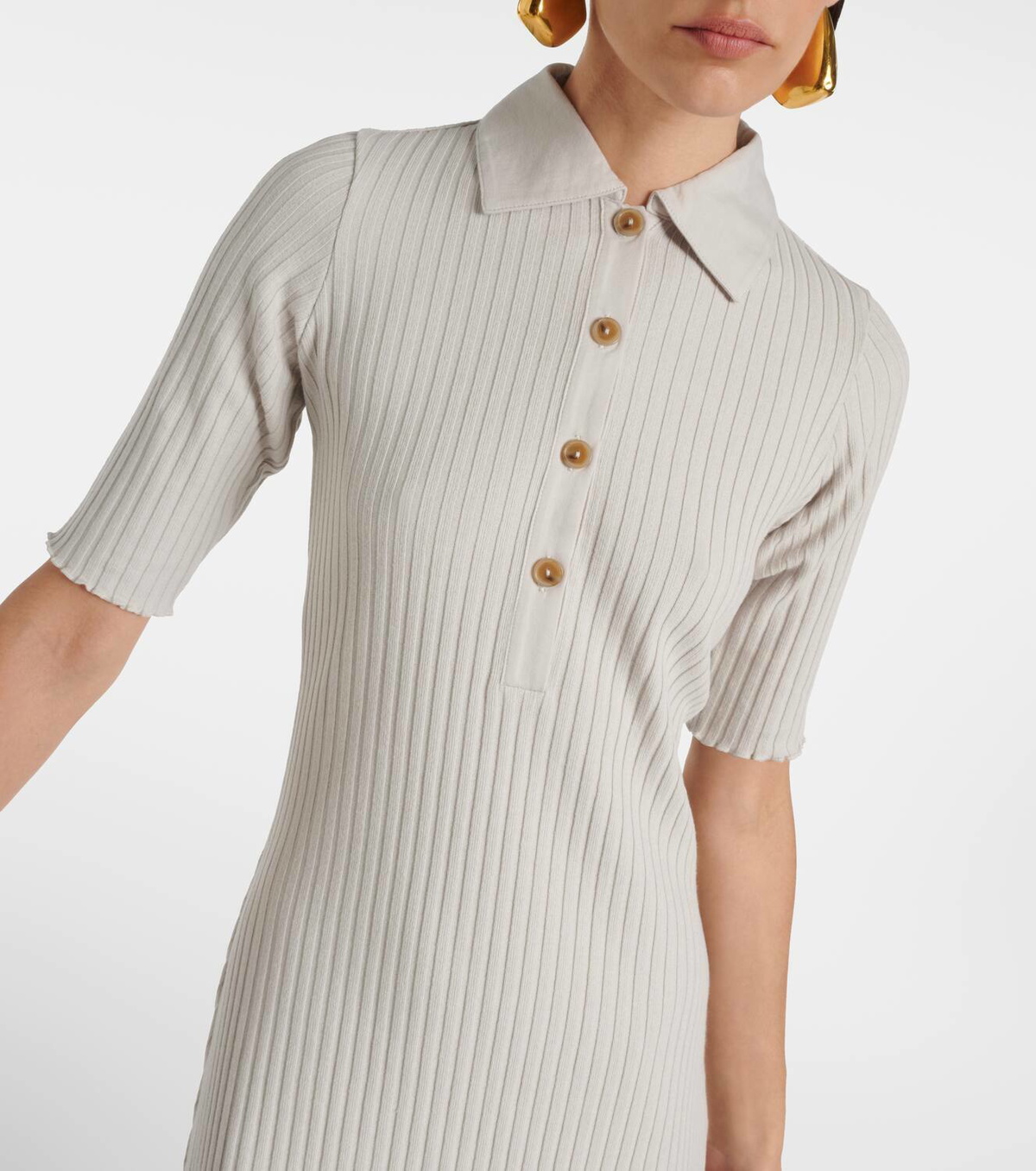 Plus Size Ribbed Knit Polo Dress main image 0
