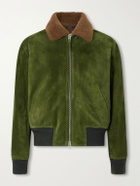 TOM FORD - Shearling-Trimmed Suede Bomber Jacket - Green