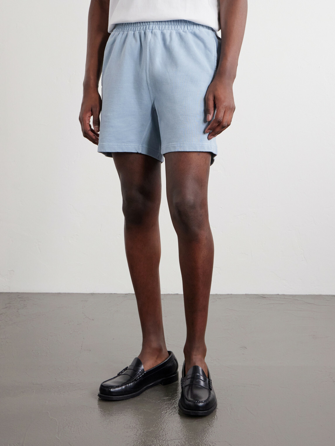 Remi Relief - Straight-Leg Cotton-Jersey Shorts - Blue