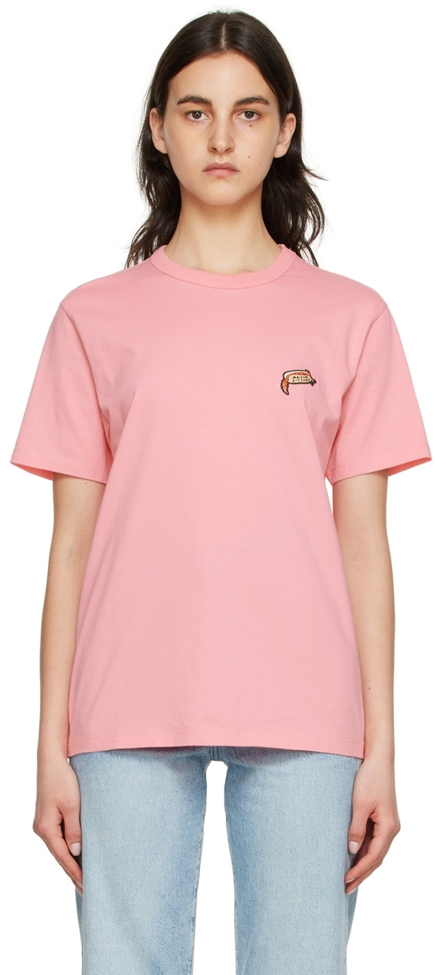 MAISON KITSUNÉ ピンク トレーナー　ホットドッグ Maison Kitsuné Pink Olympia Le-Tan Edition Hot Dog Fox T-Shirt