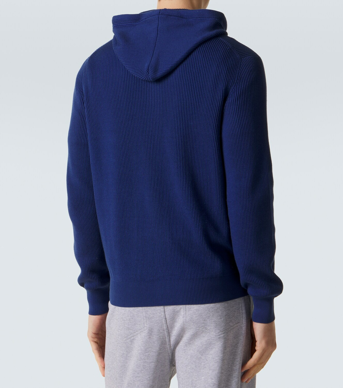Brunello Cucinelli Logo ribbed-knit cotton zip-up hoodie