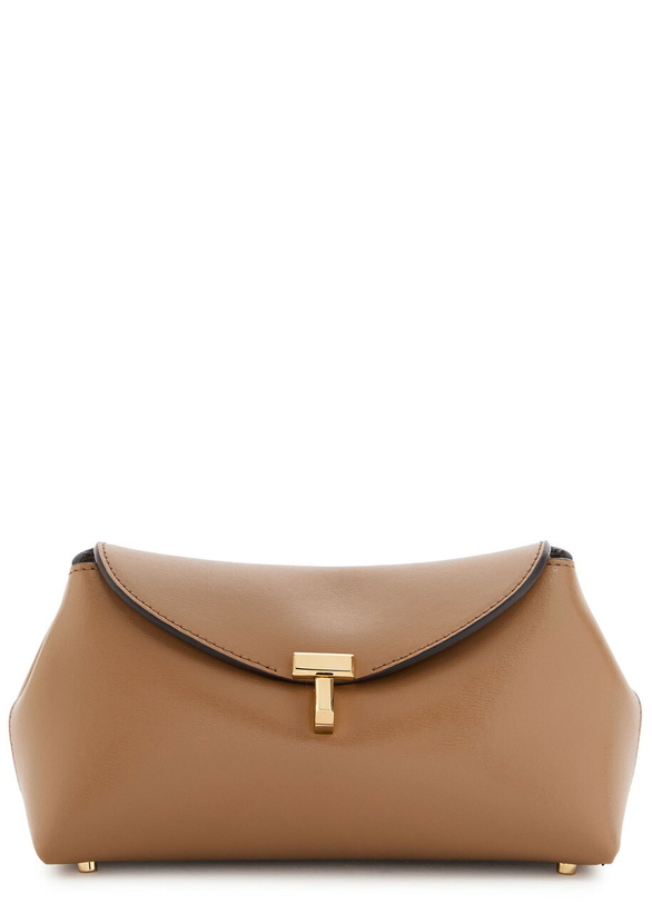 Photo: Toteme T-lock Mini Leather Clutch - Camel - One Size