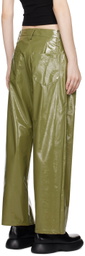 Song for the Mute Green Straight-Fit Faux-Leather Trousers