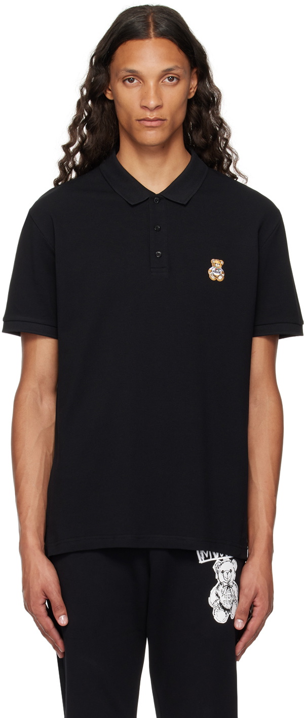 Moschino Black Teddy Patch Polo