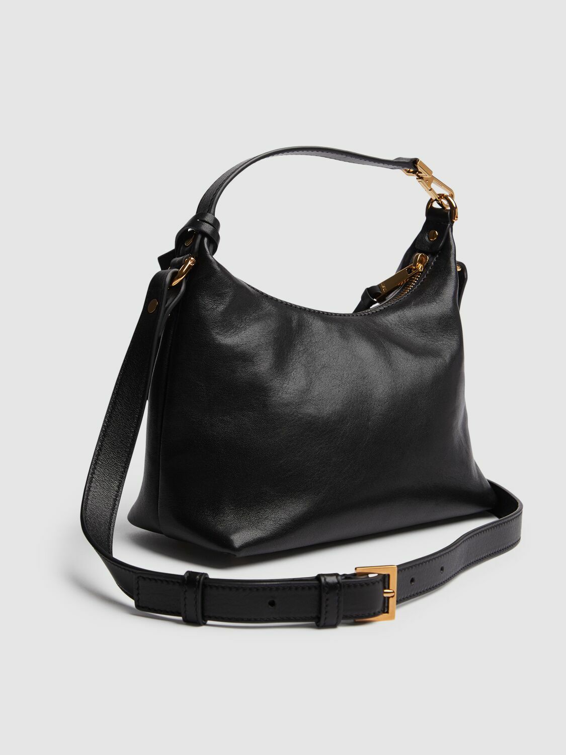 【関税＆送料込み】Versace Versace Tag Hobo Bag In Leather Versace Tag Hobo Bag | Black | FARFETCH