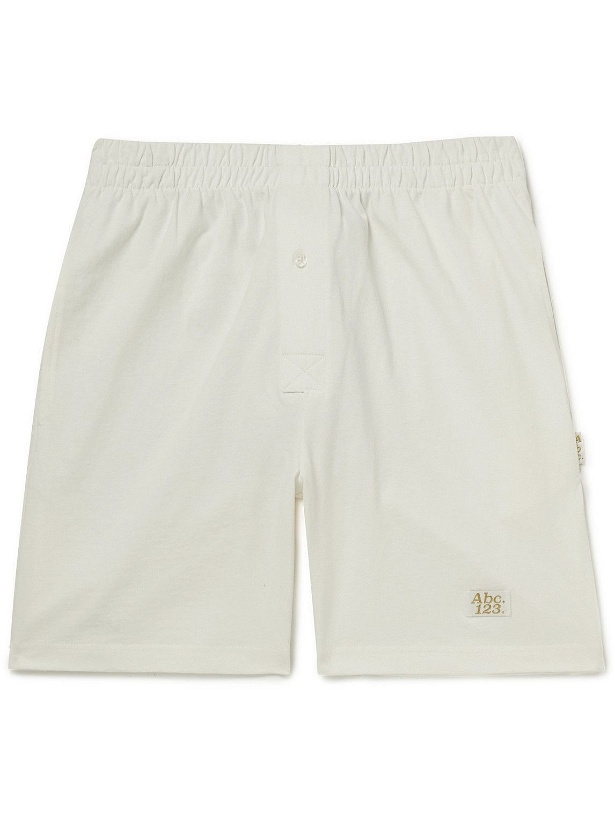 Photo: Abc. 123. - Straight-Leg Logo-Appliquéd Cotton-Jersey Shorts - White