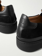 Mulo - Leather-Trimmed Suede Slip-On Sneakers - Black