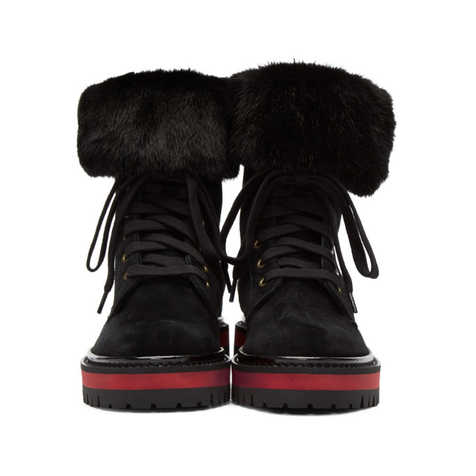 Mr and Mrs Italy Black Combat Boots