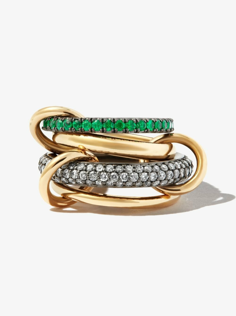 Spinelli Kilcollin 18K Yellow Gold Vega Diamond And Emerald Ring