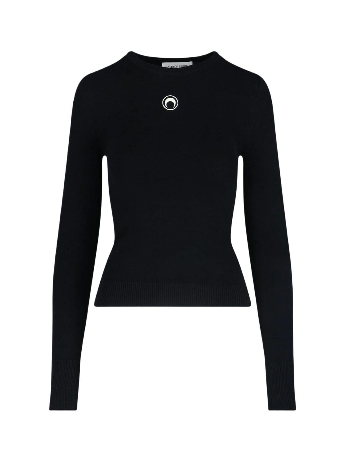 Tシャツ・カットソー MARINE SERRE Women Tunic Tops WTO392BK99 Black Organic Cotton Rib T-shirt Dress • Marine Serre