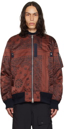 sacai Burgundy Bandana Print Bomber Jacket