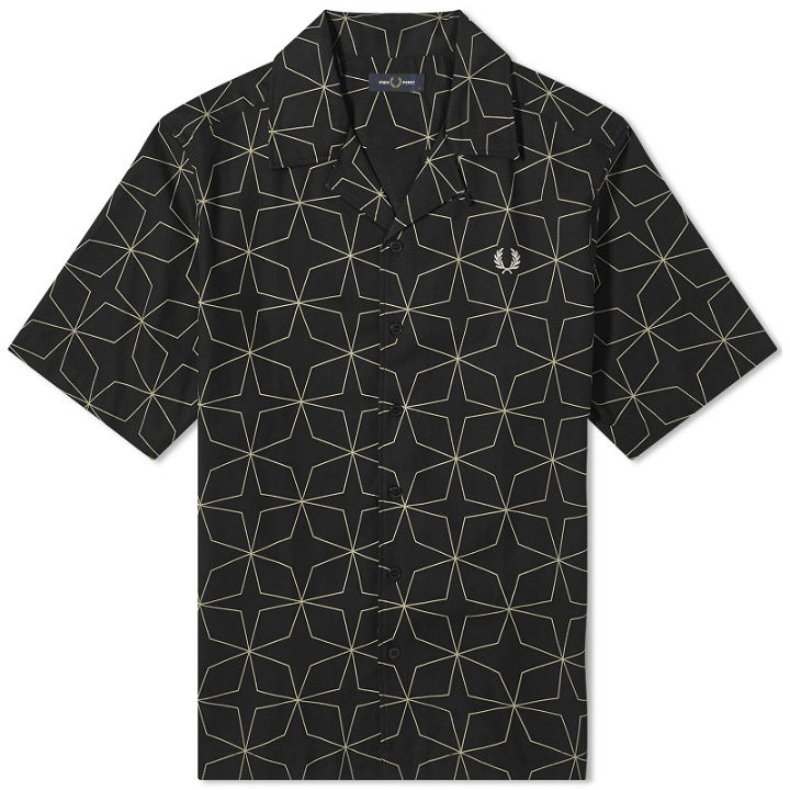Photo: Fred Perry Men's Geometric Short Sleeve Vacation Shirt in Black