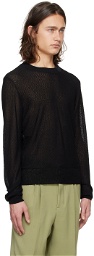AMI Paris Black Semi-Sheer Sweater