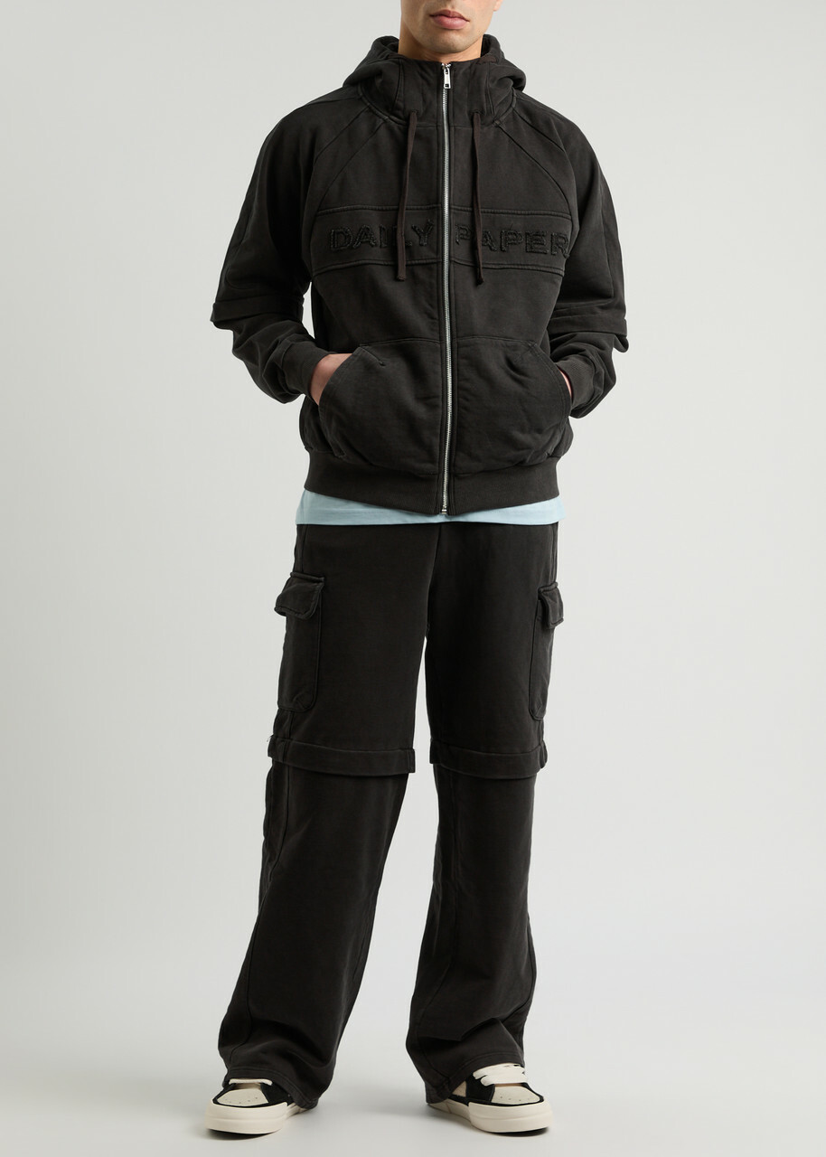 Daily Paper Logo Hooded Cotton Sweatshirt Black