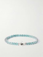 Mikia - Silver, Hematite and Turquoise Beaded Bracelet - Blue