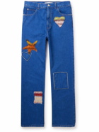 Marni - Straight-Leg Mohair-Trimmed Jeans - Blue