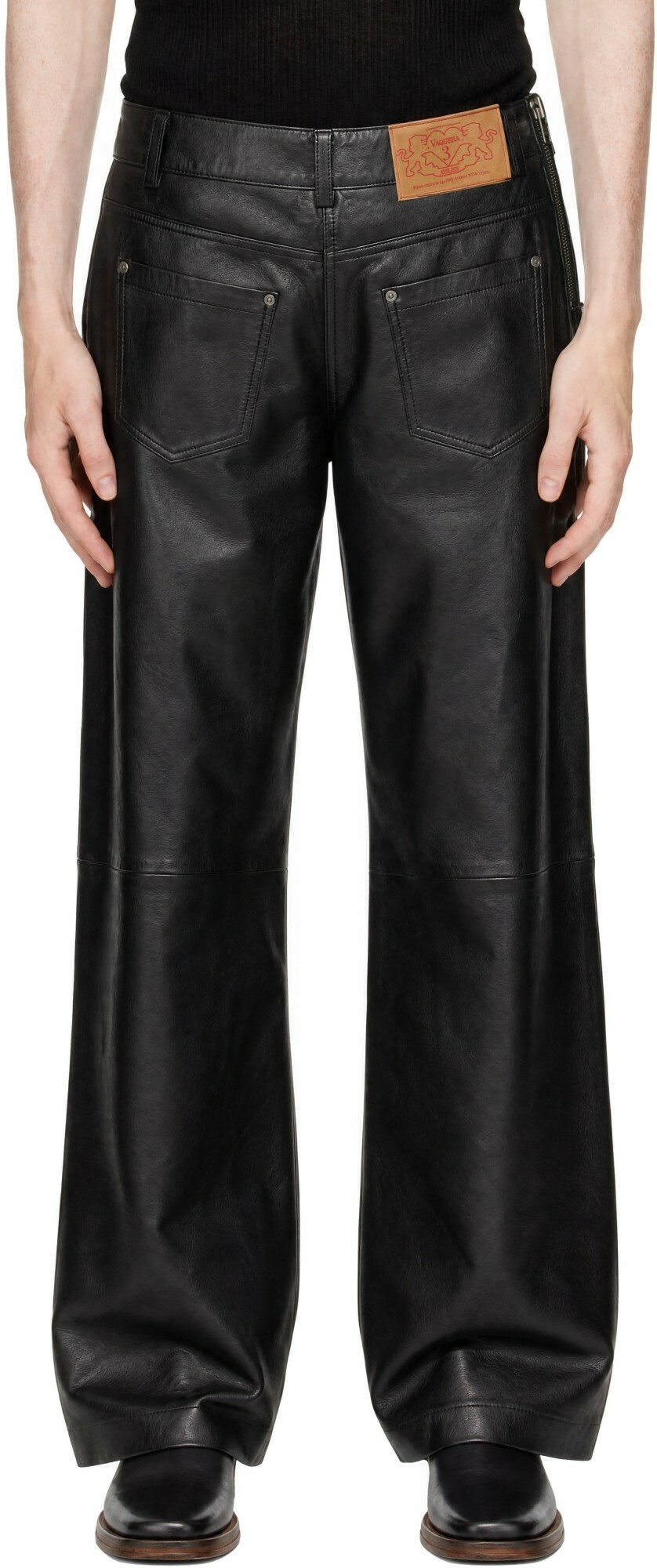 VAQUERA Black Backwards Leather Pants