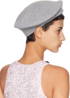 GANNI Gray Wool Rib Knit Beret