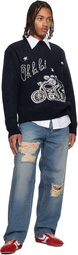 Carne Bollente Navy 'Ménage à Trois Oh La La' Sweater