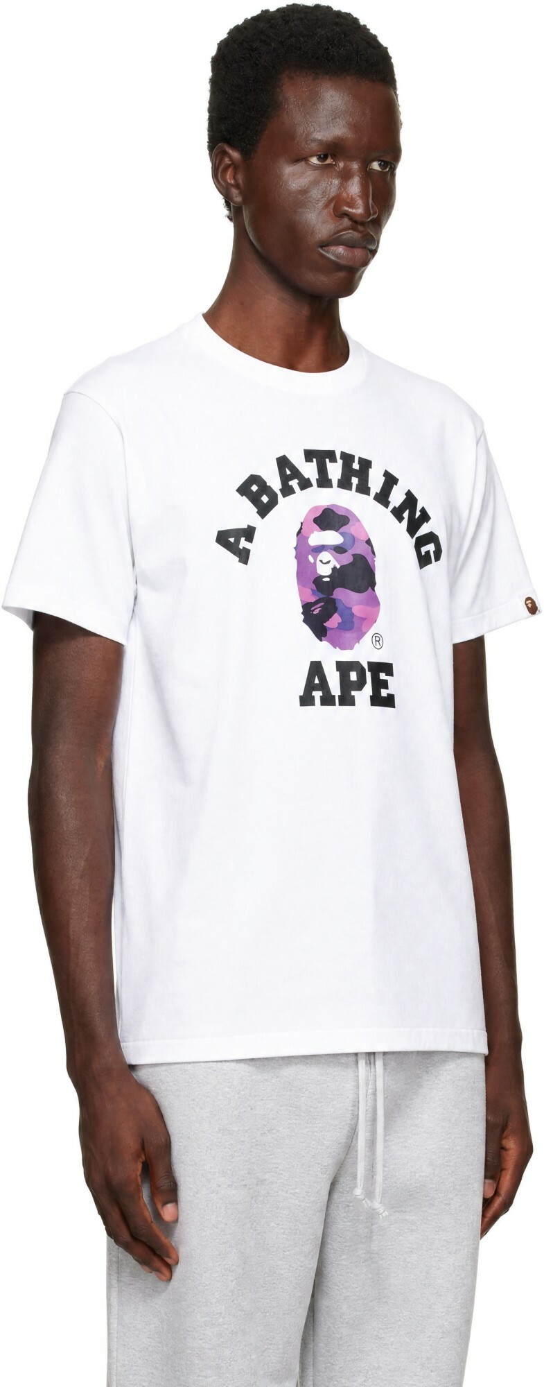 BAPE White Color Camo College T-shirt