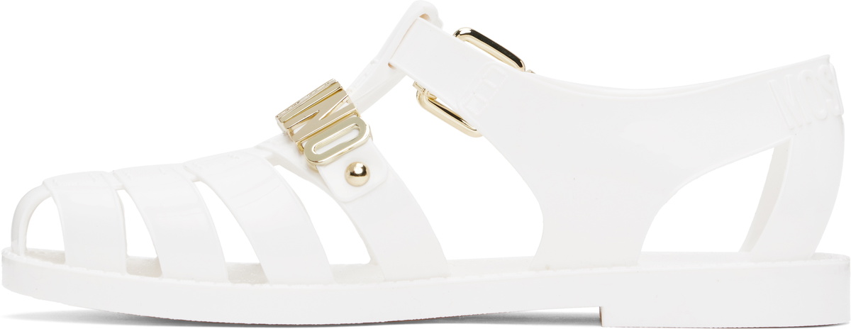 Moschino White Jelly Lettering Logo Sandals