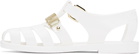 Moschino White Jelly Lettering Logo Sandals