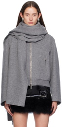 Blumarine Gray Felt Scarf Bomber