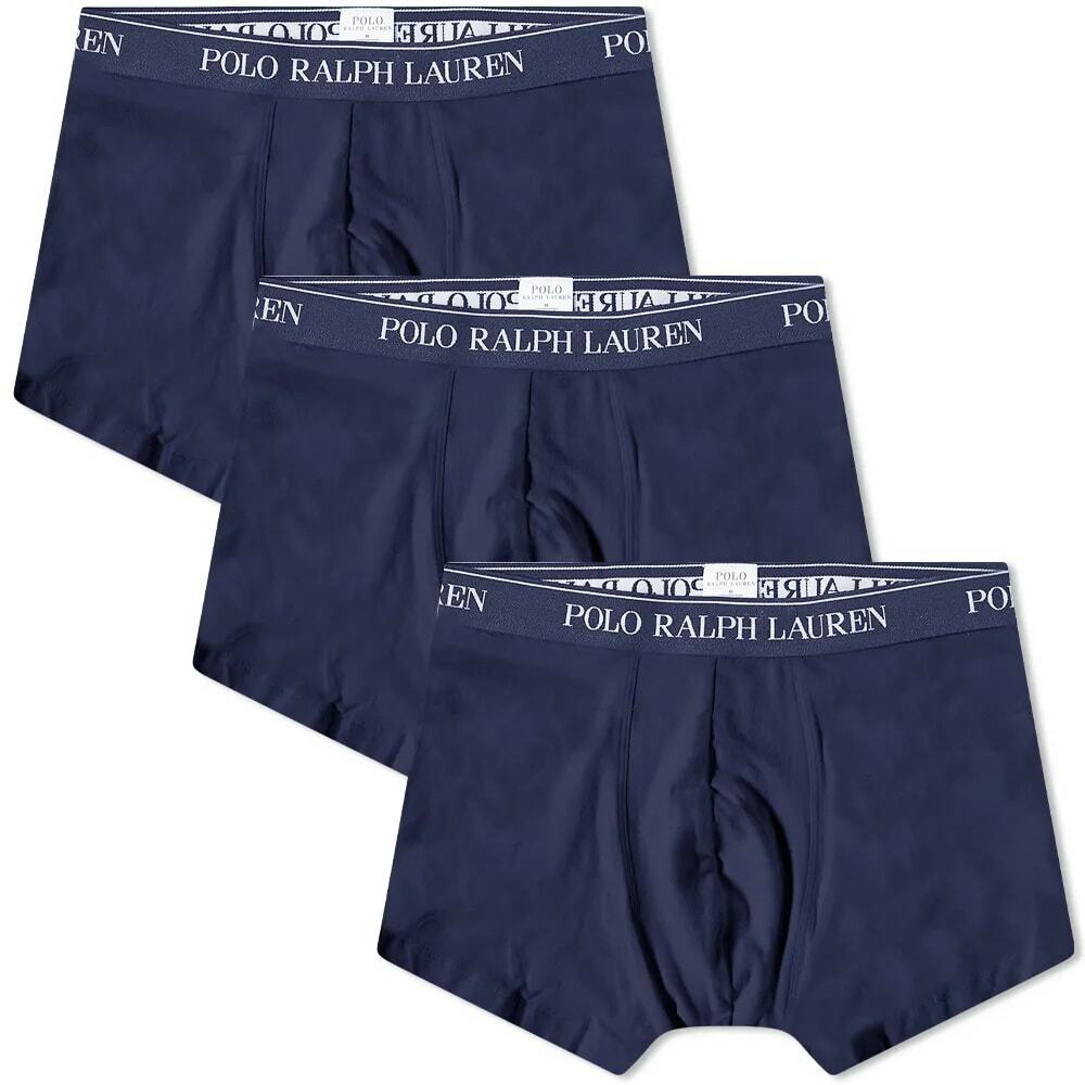 Polo Ralph Lauren Men's Stretch Classic Fit Boxer Briefs 3-Pack - Heather  Blue/Monroe Blue/Navy Logo