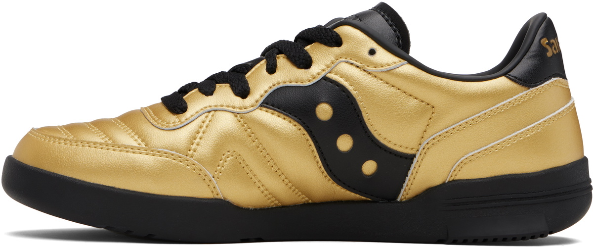 Saucony Gold & Black 586i Leather Sneakers