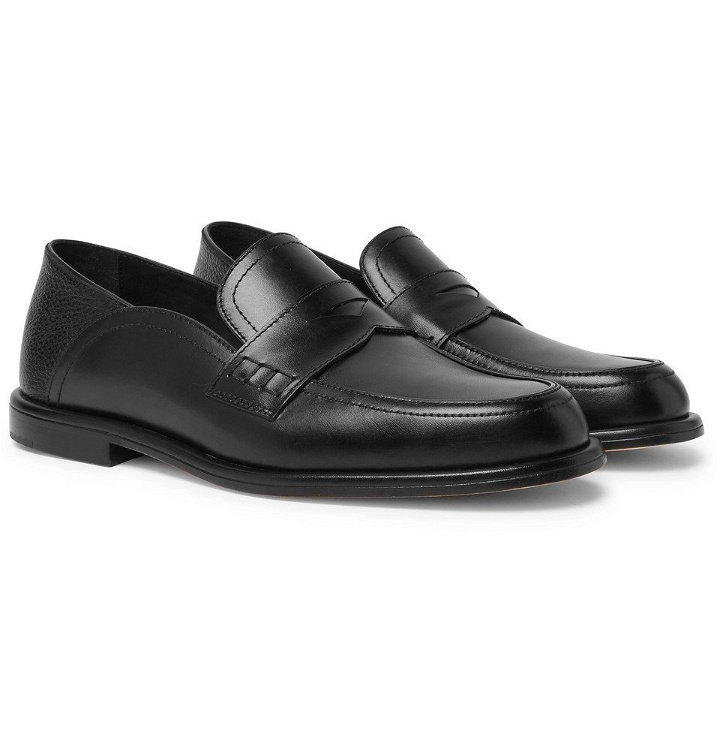 Photo: Loewe - Collapsible-Heel Leather Penny Loafers - Men - Black