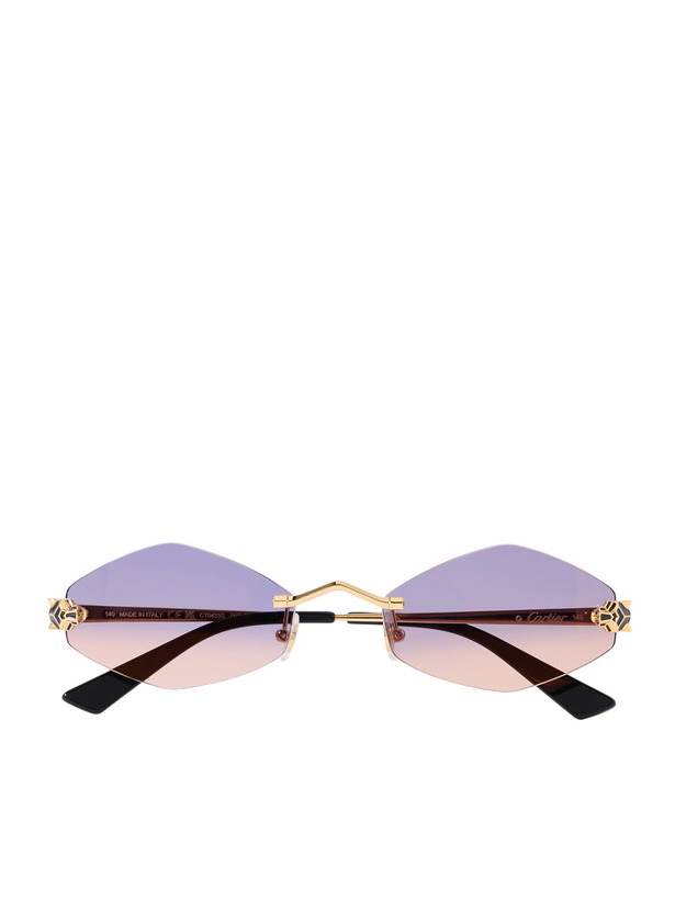Photo: Cartier Eyewear - Panthère de Cartier Rimless Hexagon-Frame Gold-Tone Sunglasses