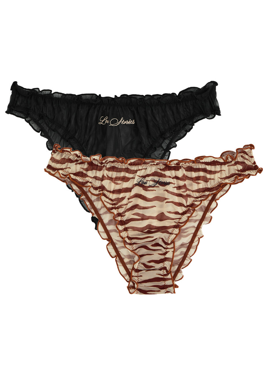 Love Stories Lola Embroidered Mesh Briefs set of two Brown