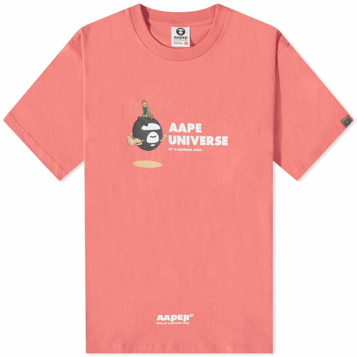 Photo: Men's AAPE Aaper Universe Camo T-Shirt in Spiced Coral