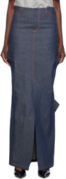 Meryll Rogge Navy Vented Denim Maxi Skirt