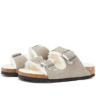 Birkenstock Arizona Fur in Stone Coin Suede