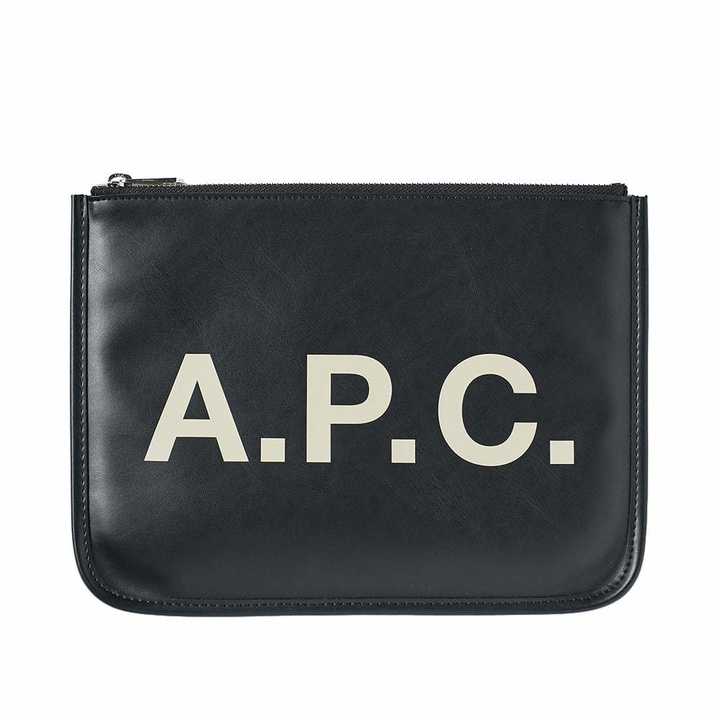 Photo: A.P.C. Morgan Logo Leather Pouch